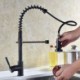 Brass Sink Mixer Tap with Pull Down Dual Function Sprayer in Black Commercial Kitchen Faucet