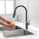 Gun Gray High Arc Single Hole Pull Out Kitchen Sink Faucets