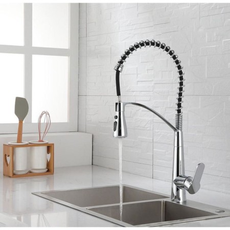 Commercial Solid Brass Single Handle Pull Down Sprayer Kitchen Faucet