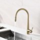 Brushed Gold Curved Kitchen Sink Tap Brass Pull-Out Kitchen Faucet