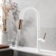 Pull Out Kitchen Faucet Black/White High Curved Kitchen Tap