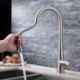 Brushed Brass Kitchen Tap Single Hole Single Handle Pull Out Kitchen Sink Faucet