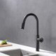 Industrial Style Black Brass Pull-Out Kitchen Faucet with Multifunctional Spout Tap