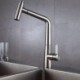 Brushed Nickel/Black Pull-Out Brass Kitchen Faucet Rotatable Kitchen Sink Tap