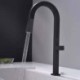 Black Brass Square Mixer Tap Pull-Out Kitchen Faucet