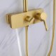 Contemporary Exposed Bathroom Shower System with Gold Brass Bath Shower Mixer Tap