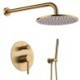 Brushed Gold Concealed Mixer Tap Round Rainfall Shower Head and Sprayer Black/Gold Shower Faucet Set