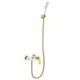 Modern Simple Style Wall Mounted 3 Hole Single Handle Golden Handle White Bathroom Shower Faucet