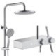 Wall Mount Smart Thermostatic Bath Faucet Round Head LED Digital Shower Set