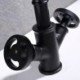 Black Basin Tap Deck Mounted Brass Countertop Faucet in Industrial Style