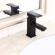 Modern Solid Brass Bathroom Sink Faucet Black Square Sink Faucet