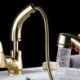 Liftable Basin Faucet Pull-out Sink Tap in Gold