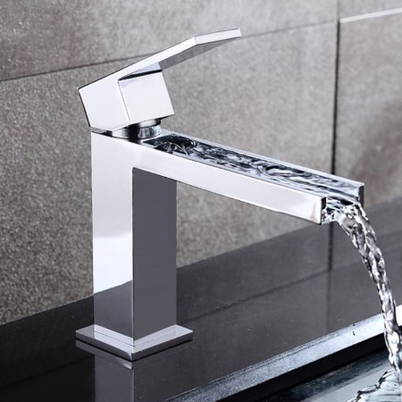 Deck Mounted Basin Tap Modern Chrome Bathroom Sink Faucet