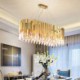 Oval Shaped Ceiling Light Living Room Kitchen Island Golden Modern Glass Pendant Light