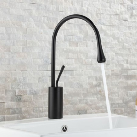 Black/White/Gold Modern Black High Lever Bathroom Sink Tap Single Handle Faucet