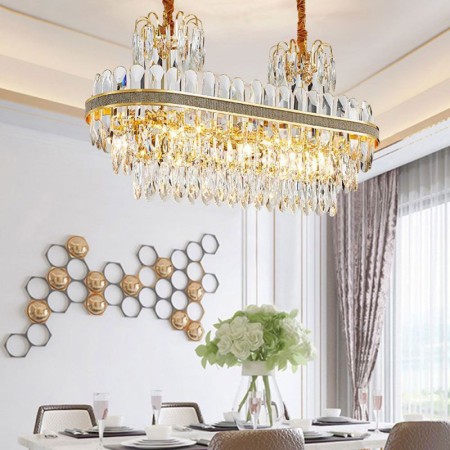 Bedroom Living Room Modern Luxury Glass Pendant Lamp Oval Shaped Stainless Steel Chandelier