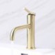 Brushed Gold/Black Curved Spout Basin Mixer Tap Modern Brass Countertop Faucet