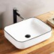 White Rectangle Vessel Sink with Ceramic Basin for Bathroom (without Faucet)