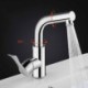 Chrome/Black Color Pull-Out Brass Basin Faucet Spout Mode Switchable Countertop Tap