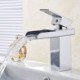 Modern Single Handle Waterfall Brass Tap Bathroom Sink Faucet (Chrome Finish)