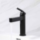 Brass Countertop Mixer Faucet with a Single Lever in Black (Short)