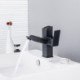 Creative LED Digital Display Black Brass Pull-Out Basin Tap