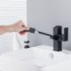 Creative LED Digital Display Black Brass Pull-Out Basin Tap