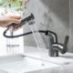 Pull-Out Basin Mixer Tap Rinser Spray Gargle Brushing Faucet with 2 Modes