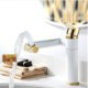 Modern Swivel Sink Faucet in White and Gold