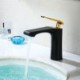 Deck Mounted Single Hole Single Handle Golden Handle European Retro Style Black Bathroom Sink Faucet