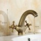 Single Hole Double Handle Antique Brushed Finish Brass Sink Faucet