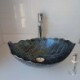 Black Leaf Shaped Modern Simple Tempered Glass Bathroom Sink