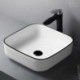 Simple White Bathroom Vessel Sink with Modern Rectangle Basin (without Faucet)