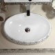 Oval 48cm Modern Simple Ceramic Sink White Geometric Pattern Sink (Without Faucet)