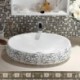 Oval 48cm Modern Simple Ceramic Sink White Geometric Pattern Sink (Without Faucet)