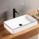 White Ceramic Vessel Sink with Square Basin for Bathroom (without Faucet)