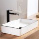 White Ceramic Vessel Sink with Square Basin for Bathroom (without Faucet)