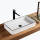 White Ceramic Vessel Sink with Square Basin for Bathroom (without Faucet)