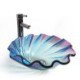 Tempered Glass Sink with Translucent Colorful Scallop Shape (Faucet Not Included)