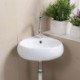 Without Faucet Modern Wall Mounted Single Sink Oval White Ceramic Basin