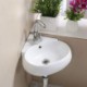 Without Faucet Modern Wall Mounted Single Sink Oval White Ceramic Basin