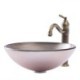 Modern Tempered Glass Vessel Sink with Circular Stripe Design for Bathroom