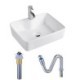 Contemporary Rectangle White Basin Ceramic Bathroom Sink (with Faucet Hole)