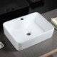 Contemporary Rectangle White Basin Ceramic Bathroom Sink (with Faucet Hole)