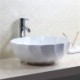 White Ceramic Bathroom Vessel Sink with Round Whorls (without Faucet)