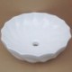 White Ceramic Bathroom Vessel Sink with Round Whorls (without Faucet)