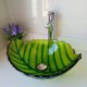 Green Leaf Shaped Tempered Glass Bathroom Sink Modern