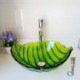 Green Leaf Shaped Tempered Glass Bathroom Sink Modern