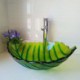 Green Leaf Shaped Tempered Glass Bathroom Sink Modern