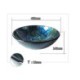 Bathroom Sink in Round Blue Tempered Glass (Faucet Not Included)